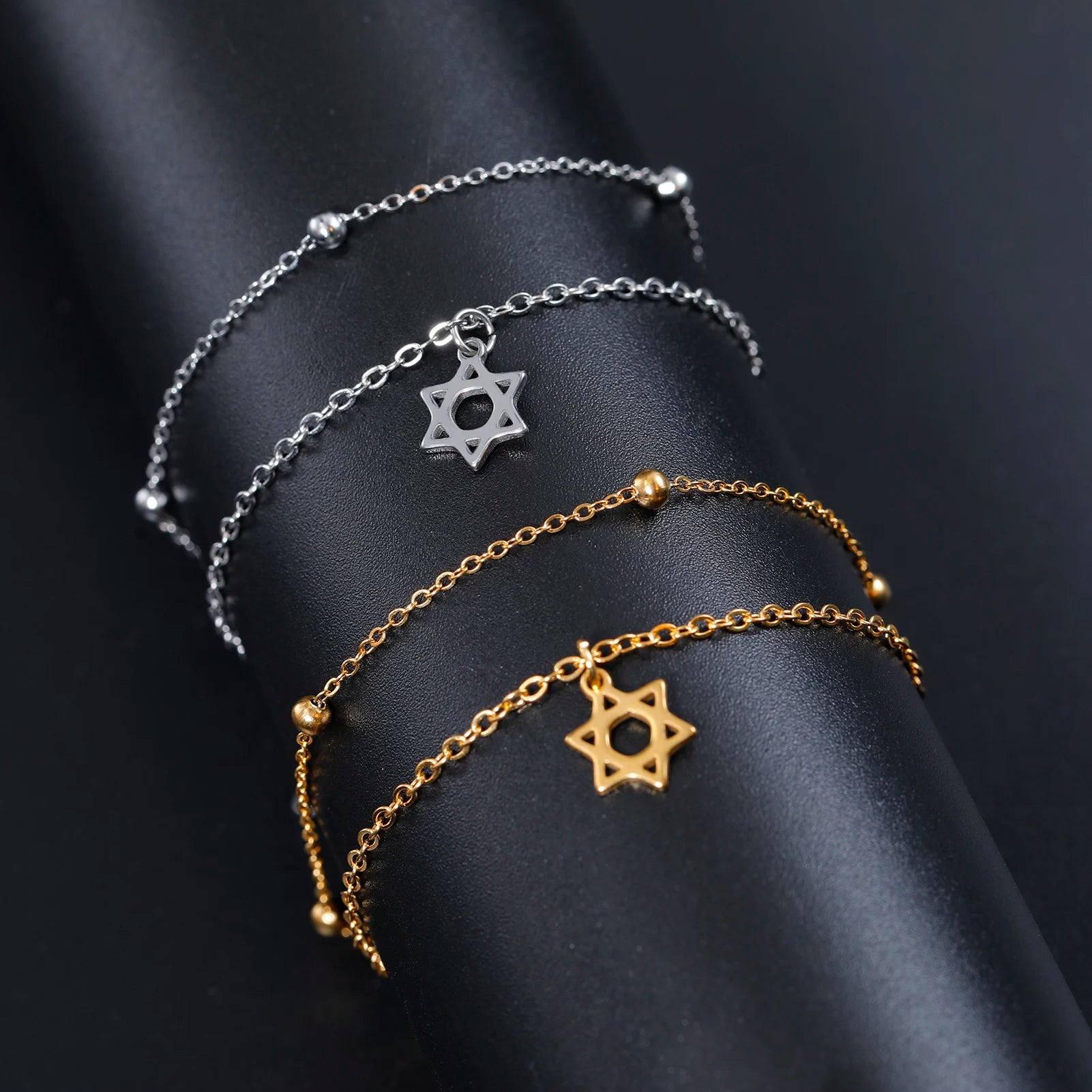 Ancient Israel - Stainless Steel Jewish Star of David Tiny Charms Double Layer - Bricks Masons