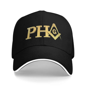Master Mason Blue Lodge Baseball Cap - 
Black Adjustable PHA Embroidered Hat - Bricks Masons