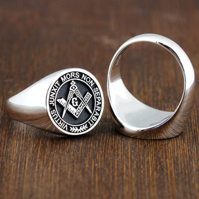 Master Mason Blue Lodge Ring - S&C G Virtus Junxit Mors Non Separabit Sterling - Bricks Masons