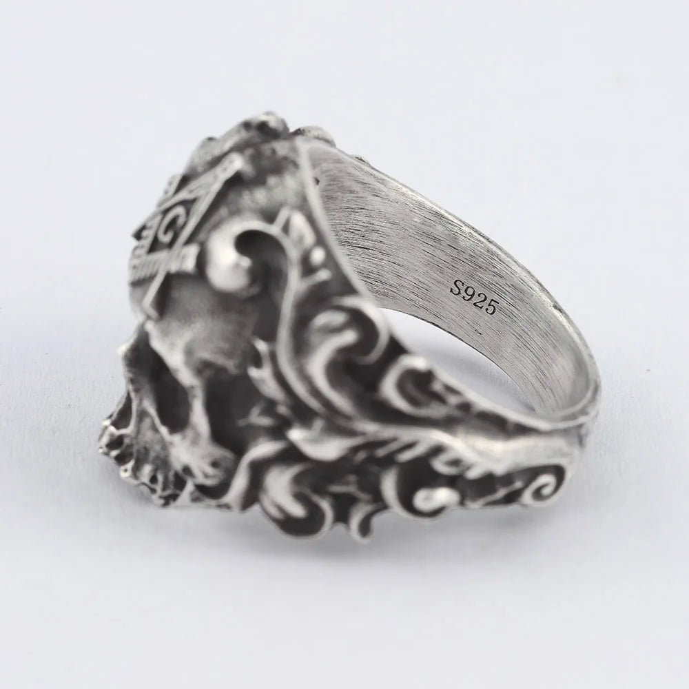 Anillo de la Logia Azul de Maestro Masón - Anillo de plata de ley Cuadrado y Compás G