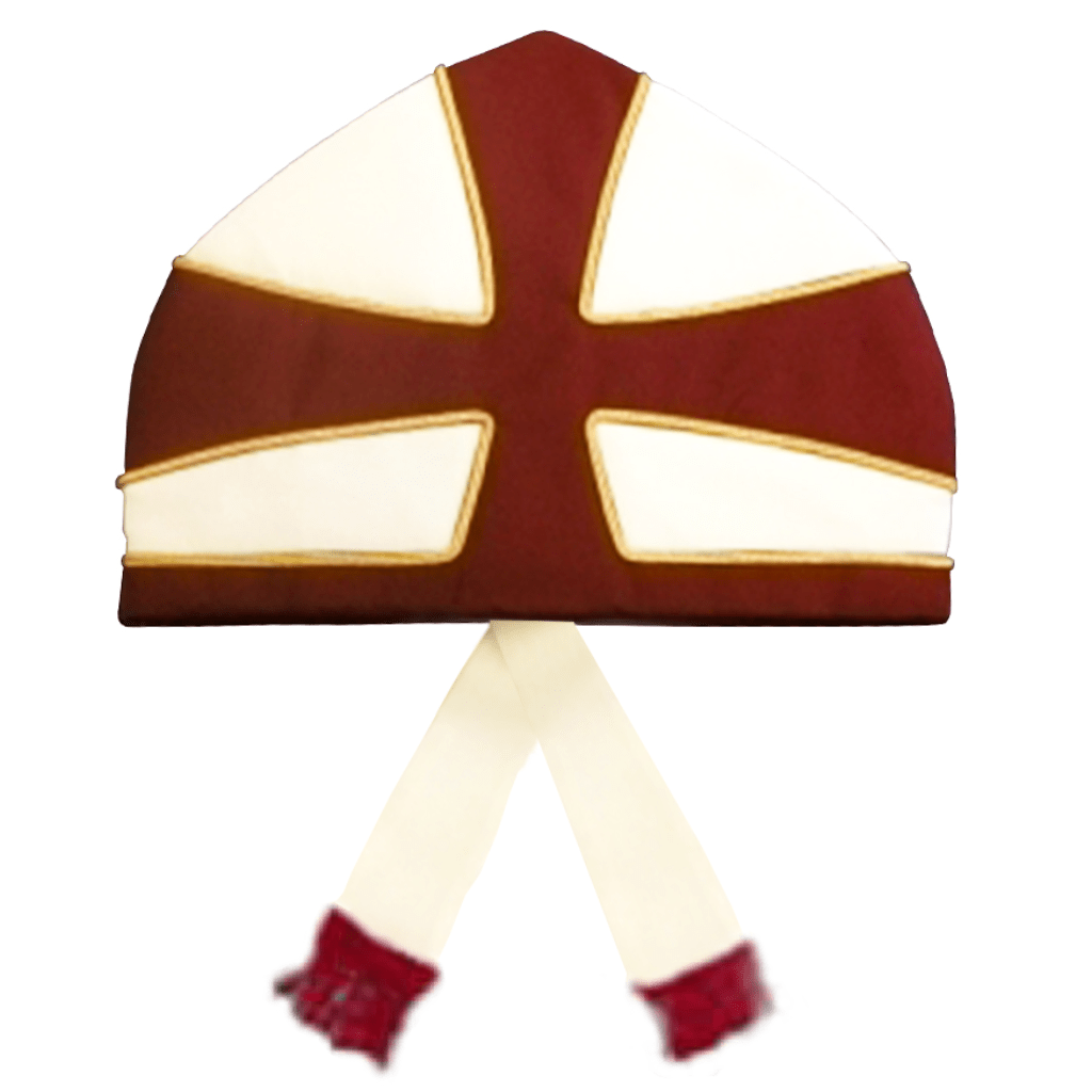 Priest Knight Templar Priests Mitre - White & Red