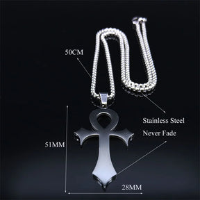 Ankh Cross Amulet Pendant Egyptian Necklace Women Stainless Steel Symbol of Life - Bricks Masons