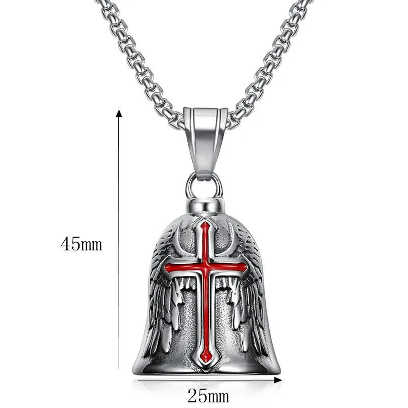 Knights Templar Commandery Pendant - Silver Plated Zinc Alloy Red Cross - Bricks Masons