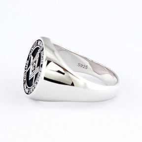 Master Mason Blue Lodge Ring - S&C G Virtus Junxit Mors Non Separabit Sterling - Bricks Masons