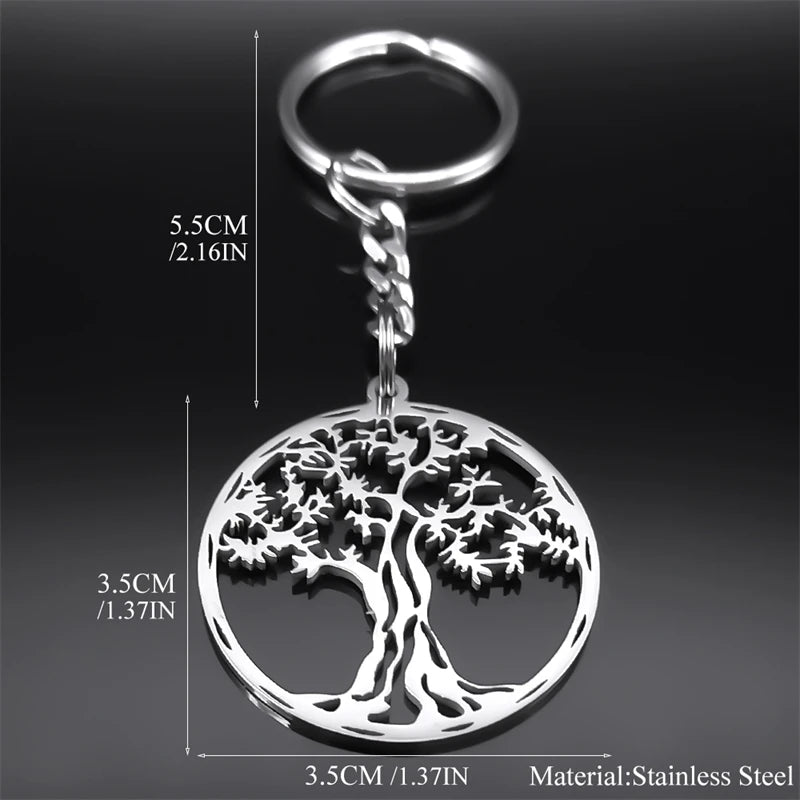 Ancient Israel Keychain - Stainless Steel Tree of Life - Bricks Masons