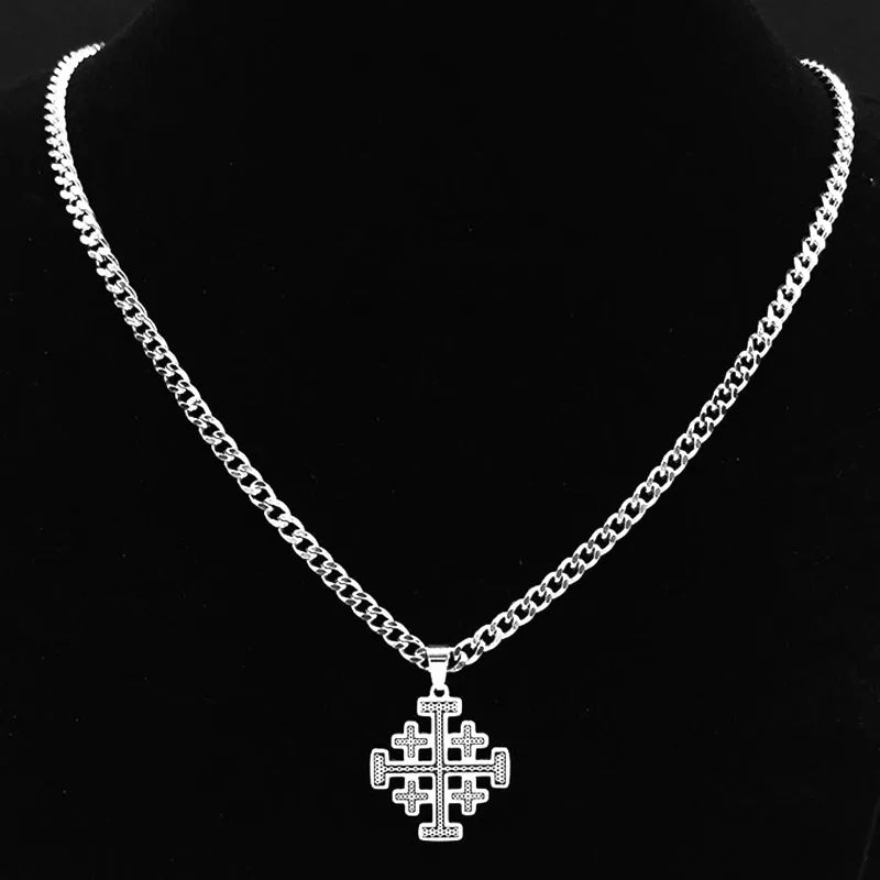 Knights Templar Commandery Necklace - Stainless Steel Cross Pendant - Bricks Masons