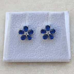 Masonic Earring – Forget Me Not 925K Silver with Dark Blue Stones - Bricks Masons