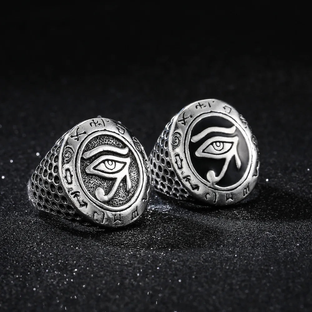 Ancient Egypt Ring -  Plated  Zinc Alloy Eye of Horus - Bricks Masons