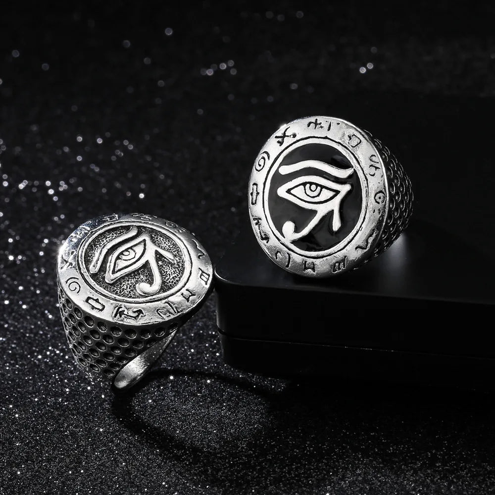 Ancient Egypt Ring -  Plated  Zinc Alloy Eye of Horus - Bricks Masons