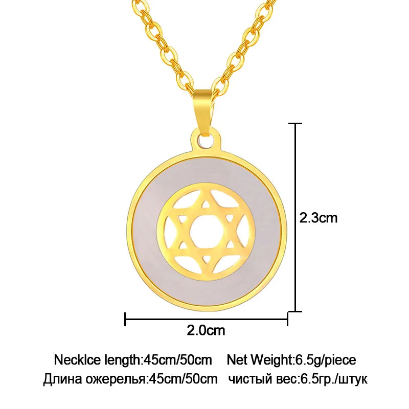 Ancient Israel - Star of David Pendant Necklace Solomon Seal Six-pointed Star Necklace Stainless Steel - Bricks Masons