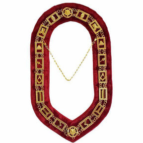 Blue Lodge Chain Collar - Gold Plated on Red Velvet - Bricks Masons