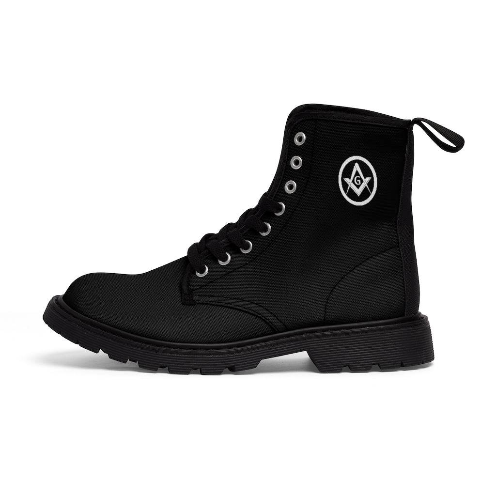 Master Mason Blue Lodge Boot - Square & Compass G Black Canvas