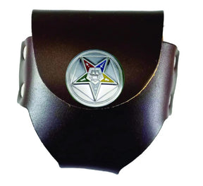 OES Snuff Can Holder - Genuine Leather & Belt Loop With Rivets