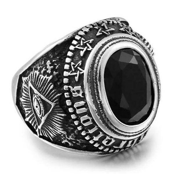 Eye Of Providence Ring - Black Stone - Bricks Masons