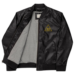 33rd Degree Scottish Rite Jacket - Leather Golden Embroidery