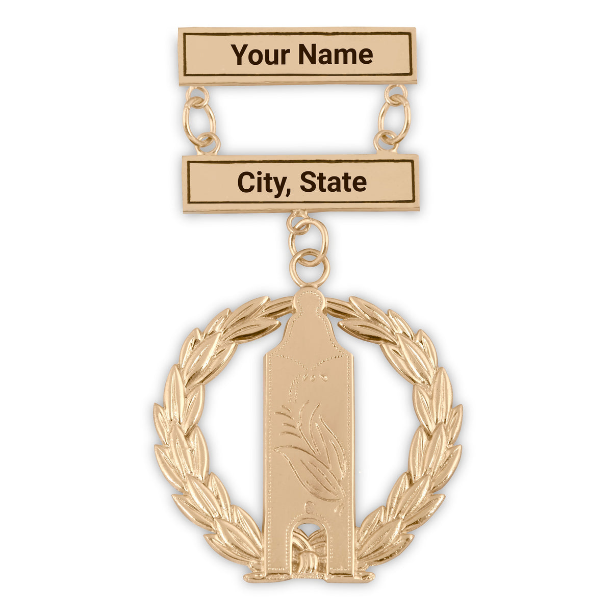 Grand Junior Warden Blue Lodge Breast Jewel - Gold Coated Customizable - Bricks Masons