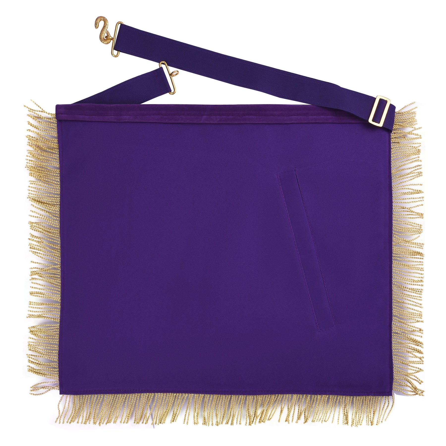 Grand Master Blue Lodge Apron - Purple Velvet Gold Bullion With Golden Braid Fringe - Bricks Masons