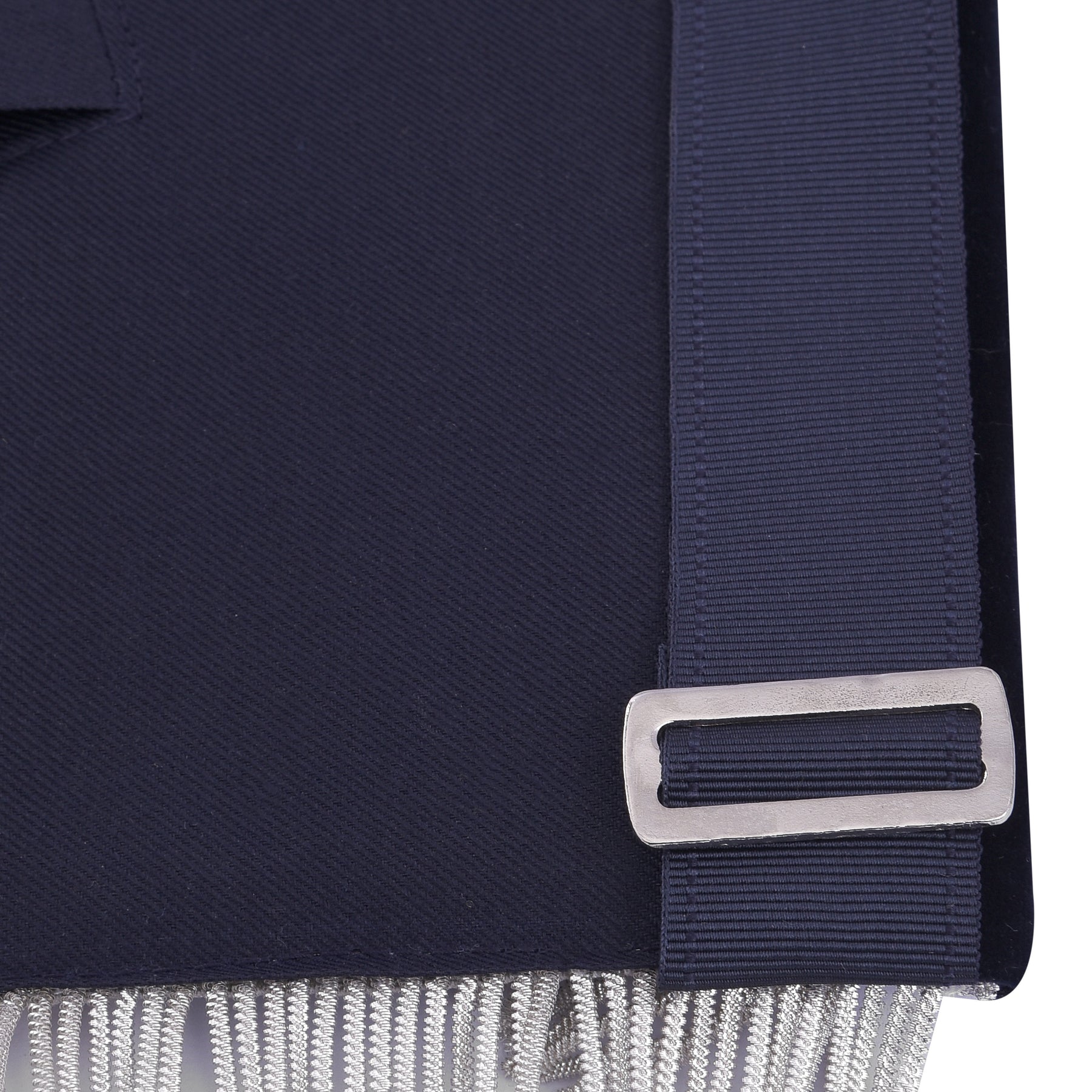 Grand Past Master Blue Lodge Apron - Blue Velvet With Silver Rayon Fringe - Bricks Masons