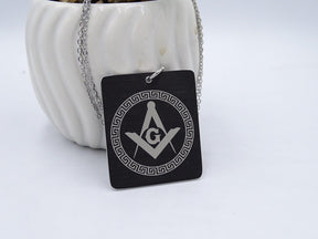 Master Mason Blue Lodge Necklace - Black Anodized Aluminium Pendant - Bricks Masons
