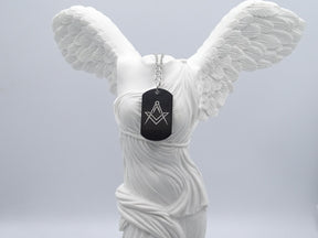 Master Mason Blue Lodge Necklace - Stainless Steel Chain Square & Compass - Bricks Masons