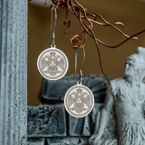 Scottish Rite Earrings - Double Headed Eagle With G - Bricks Masons