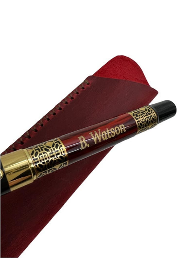 Master Mason Blue Lodge Pen - Engraved Pen in Genuine Leather Case - Bricks Masons