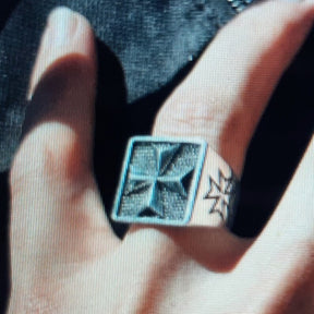 Order Of Malta Ring - Medieval Templar Cross Sterling Silver - Bricks Masons