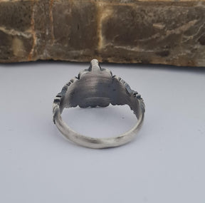 Master Mason Blue Lodge Ring - Handcrafted Sterling Silver Gothic Templar Cross - Bricks Masons