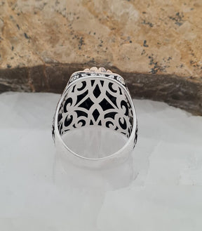 Handmade Sterling Silver Masonic Ring: Black Onyx Freemason Symbol - Bricks Masons