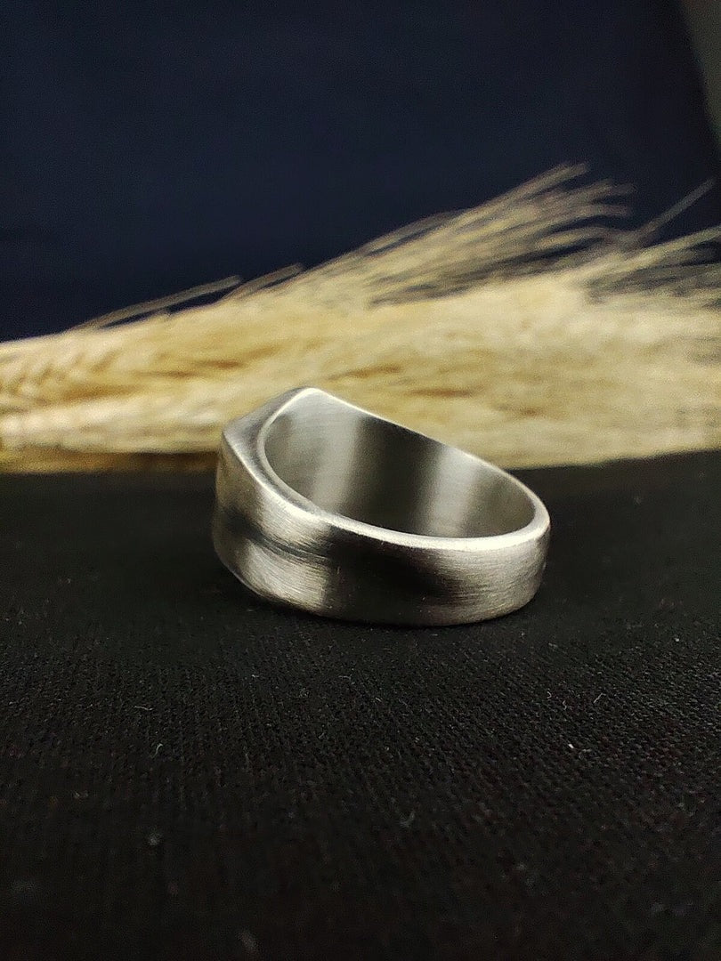 Master Mason Blue Lodge Ring - Matte Oxidized Signet Personalized Engraving - Bricks Masons