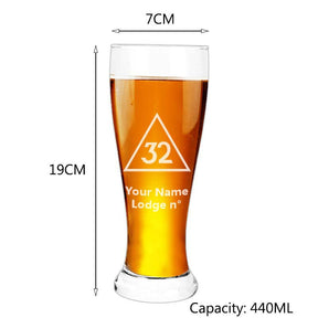 32nd Degree Scottish Rite Beer Glass - Various Shapes - Bricks Masons