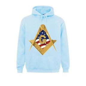 Master Mason Blue Lodge Hoodie - American USA Flag Square & Compass