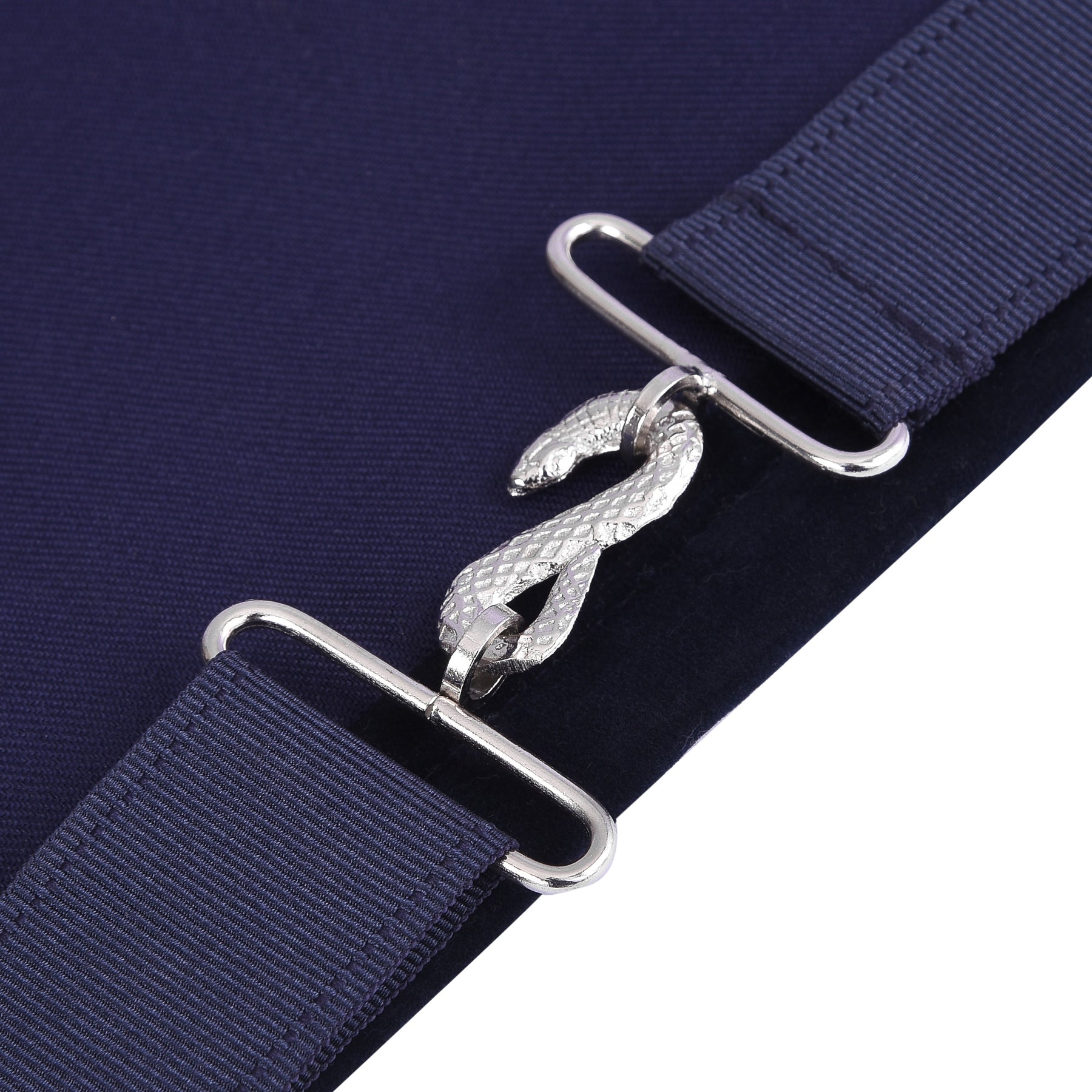 Junior Steward Blue Lodge Officer Apron - Kenton Lodge Navy Velvet With Silver Embroidery Thread - Bricks Masons