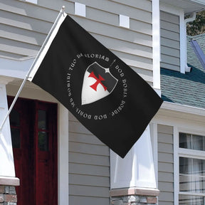 Knights Templar Flag - Crusader Motto And Cross Polyester - Bricks Masons
