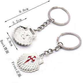 Knights Templar Commandery Keychain - Silver Cross Shell Cross Pendant - Bricks Masons