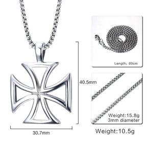 Knights Templar Commandery Necklace - Hollow Vintage Iron Cross - Bricks Masons