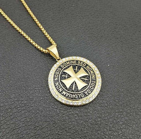 Knights Templar Necklace - Non Nobis Domine Sed Nomini Tuo Da Gloriam - Bricks Masons