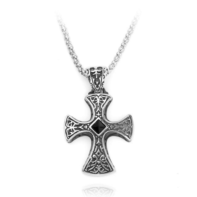Knights Templar Necklace - Zirconia Cross - Bricks Masons