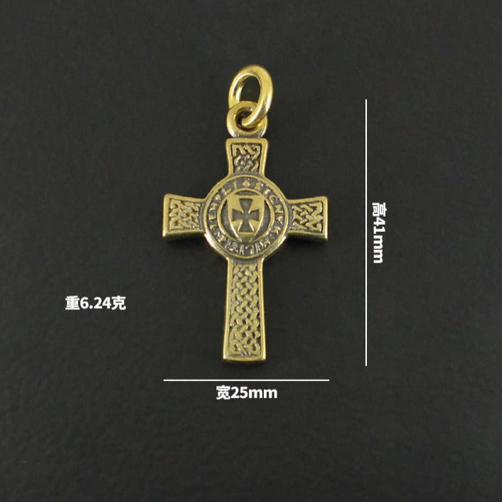 Knights Templar Commandery Pendant - Vintage Gold Shield Cross Pendant - Bricks Masons