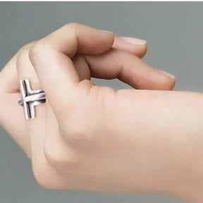 Knights Templar Ring - Cross 925 Sterling Silver Adjustable Ring - Bricks Masons
