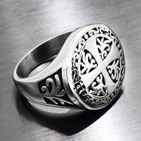 Knights Templar Ring - Cross Silver Seal - Bricks Masons