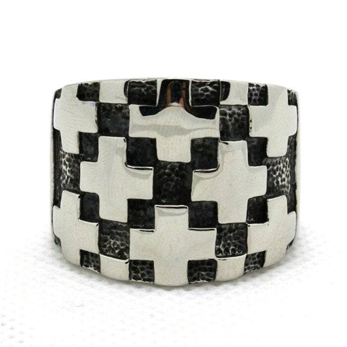 Knights Templar Ring - Medieval Cross Pattern - Bricks Masons