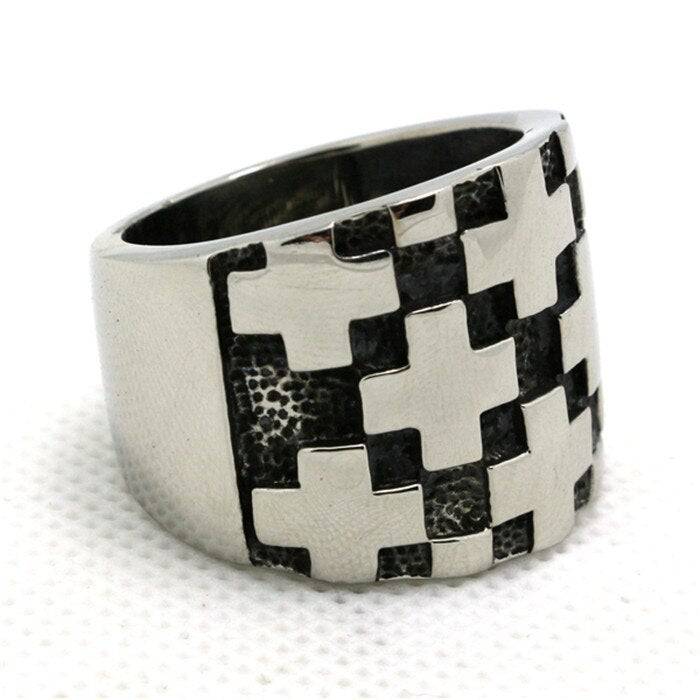 Knights Templar Ring - Medieval Cross Pattern - Bricks Masons