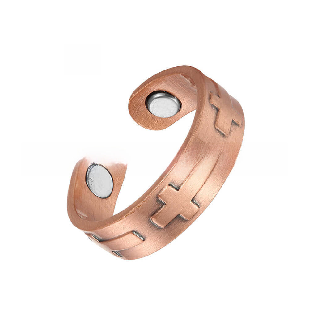 Knights Templar Commandery Ring - Red Copper Magnetic Cross Ring - Bricks Masons