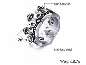 Knights Templar Ring - Royal Crown King Knight Fleur De Lis Cross Vintage - Bricks Masons