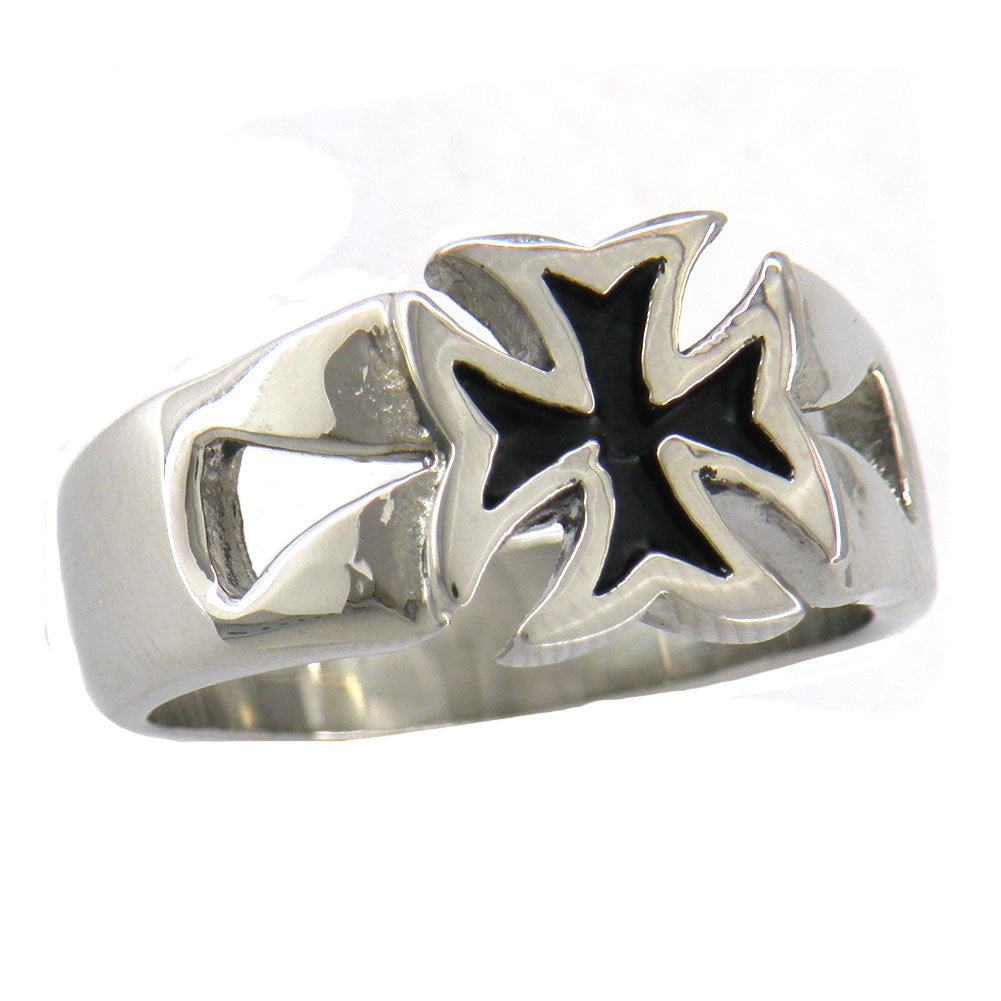 Knights Templar Commandery Ring - Silver Cross Stainless Steel - Bricks Masons