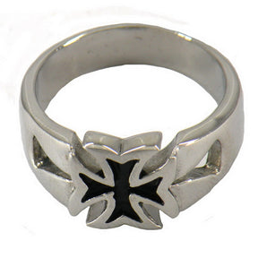 Knights Templar Commandery Ring - Silver Cross Stainless Steel - Bricks Masons