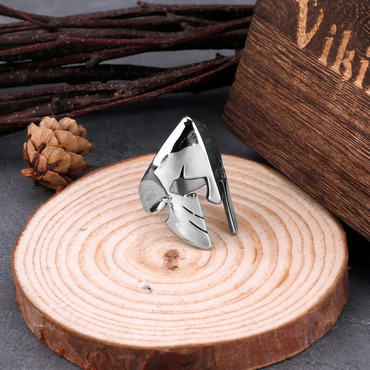 Knights Templar Ring - Stainless Steel Helmet Design - Bricks Masons