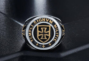 Knights Templar Ring - TEMPLI SIGNVM MILITIE Gold - Bricks Masons