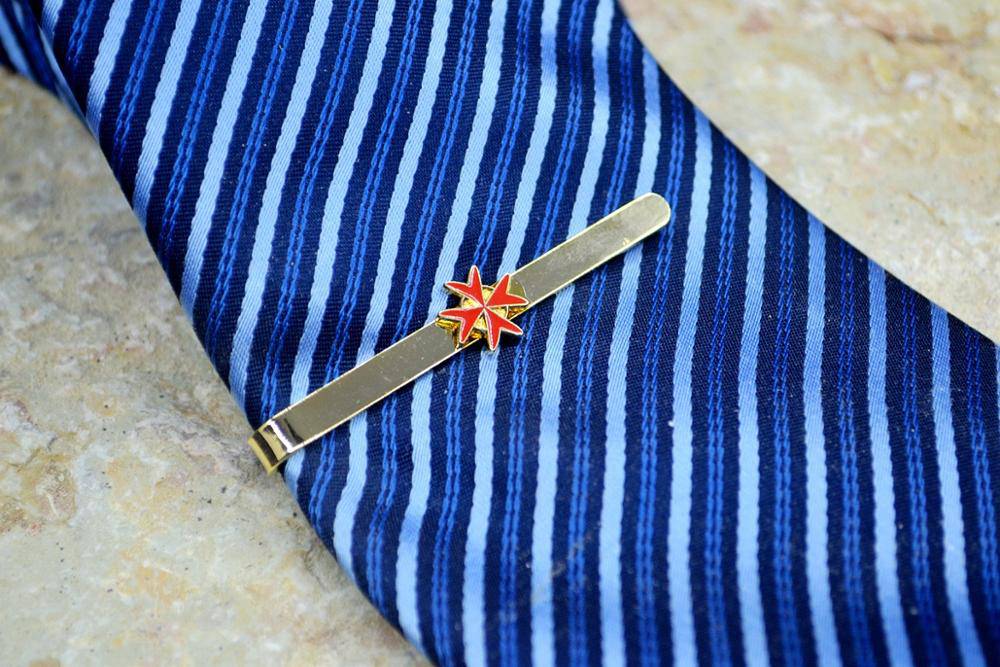 Knights Templar Tie Bar - Classic Cross Gold - Bricks Masons